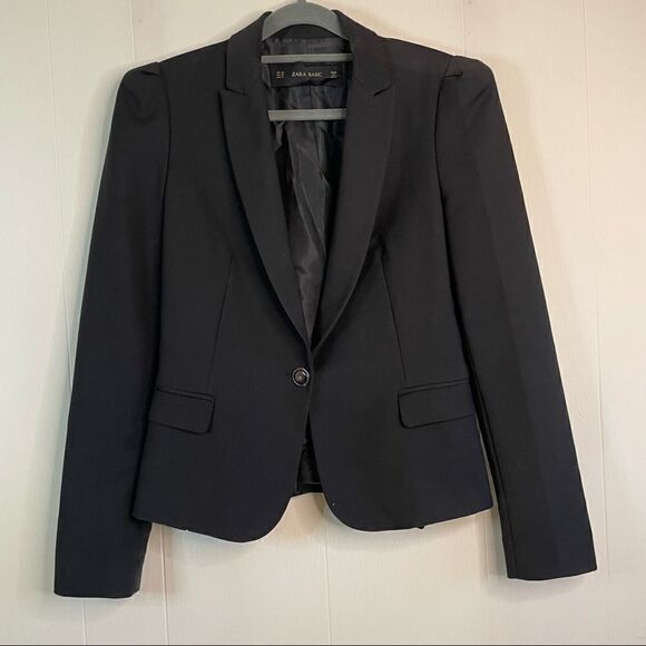Zara Basic Puff Shoulder Blazer - Picture 1 of 5